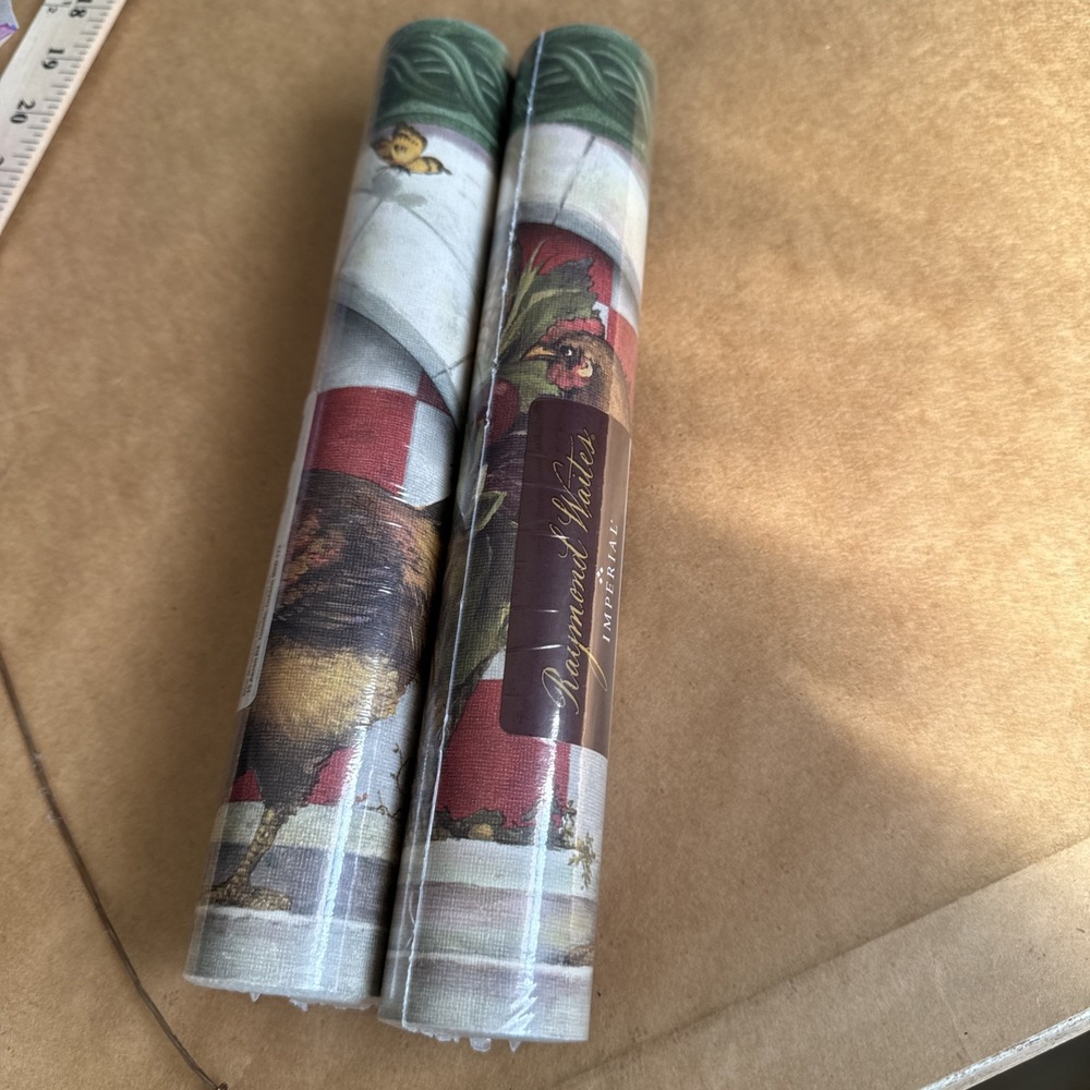 2002 Raymond Waites Vinyl Rooster Wallpaper‎ Pattern 30972010 Sealed 2 Rolls